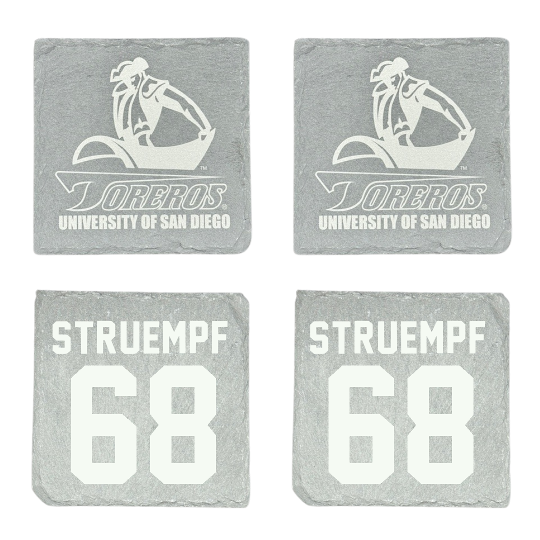 University of San Diego Football Stone Coaster (4 Pack)  - #68 Nick Struempf