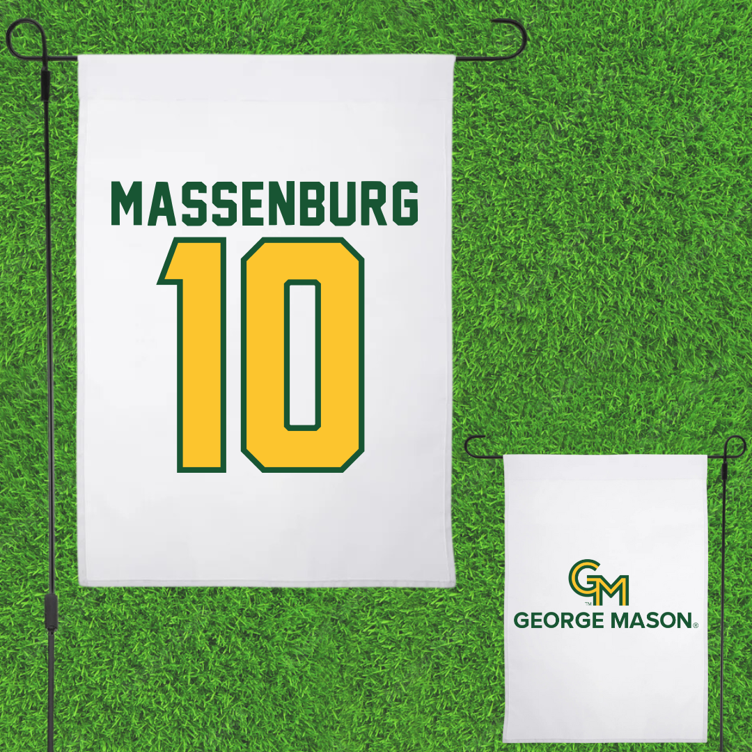 George Mason University Basketball White Garden Flag - #10 Trinity Massenburg