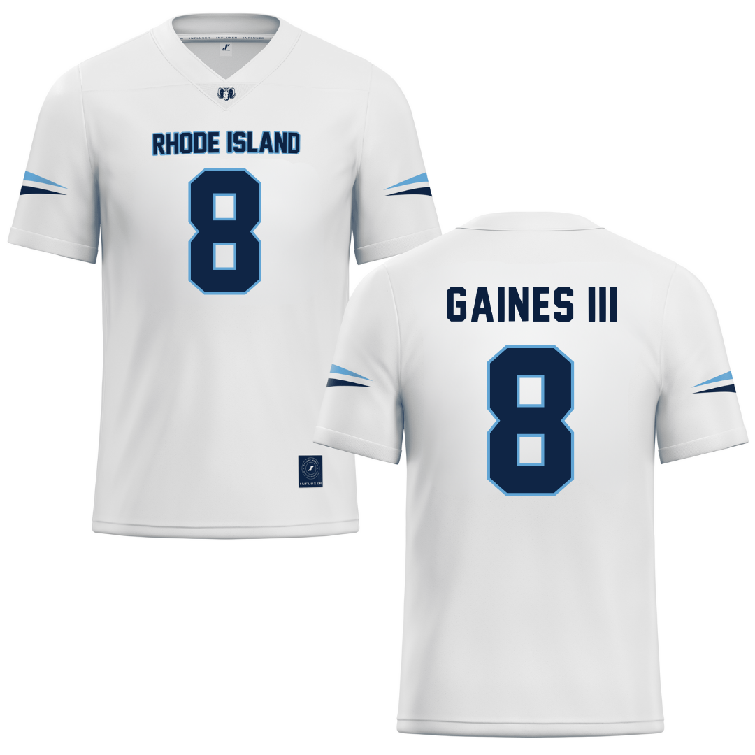 University of Rhode Island White Football Jersey - #8 Greg Gaines III