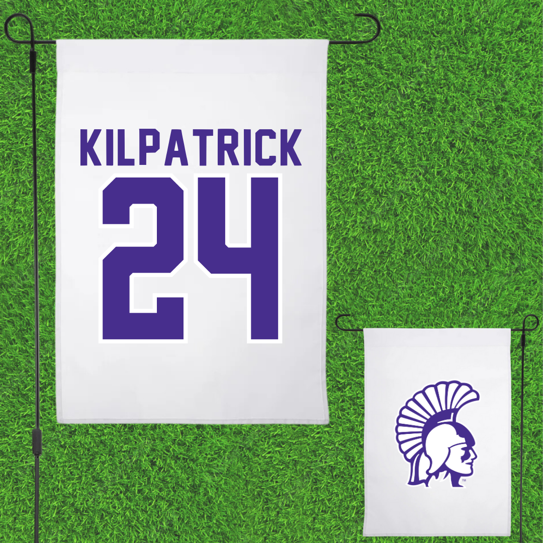 Winona State University Basketball White Garden Flag - #24 Emmaline Kilpatrick