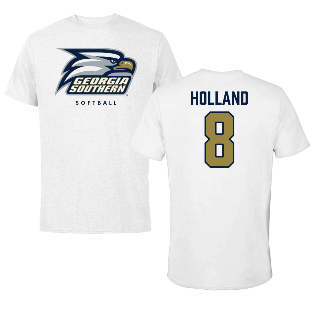 Georgia Southern University Softball White Performance Tee - #8 Bailey Holland