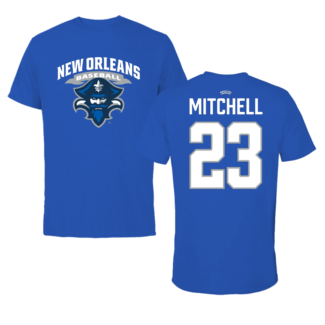 University of New Orleans Baseball Blue Performance Tee - #23 Cade Mitchell
