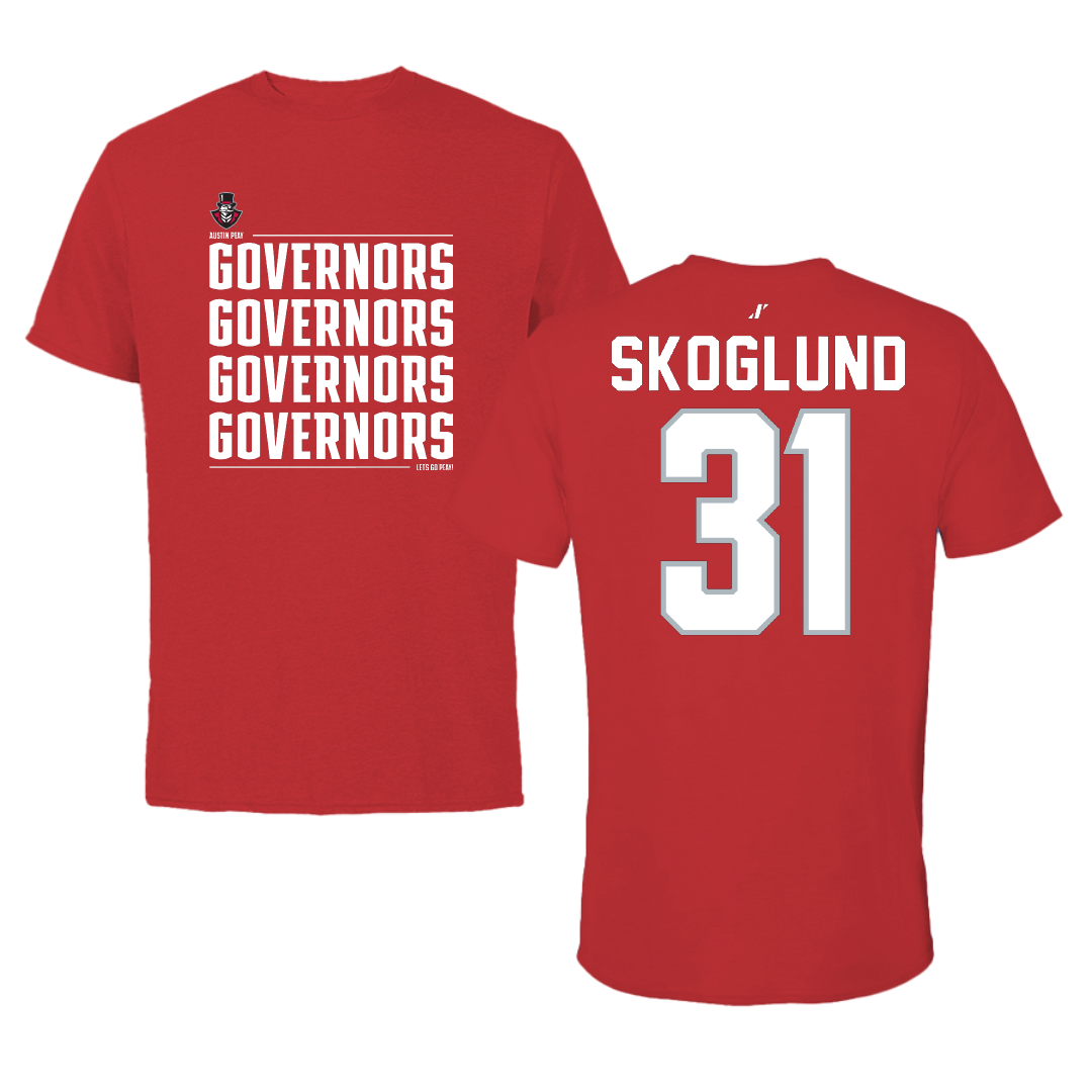 Austin Peay State University Football Red General Performance Tee - #31 Austin Skoglund