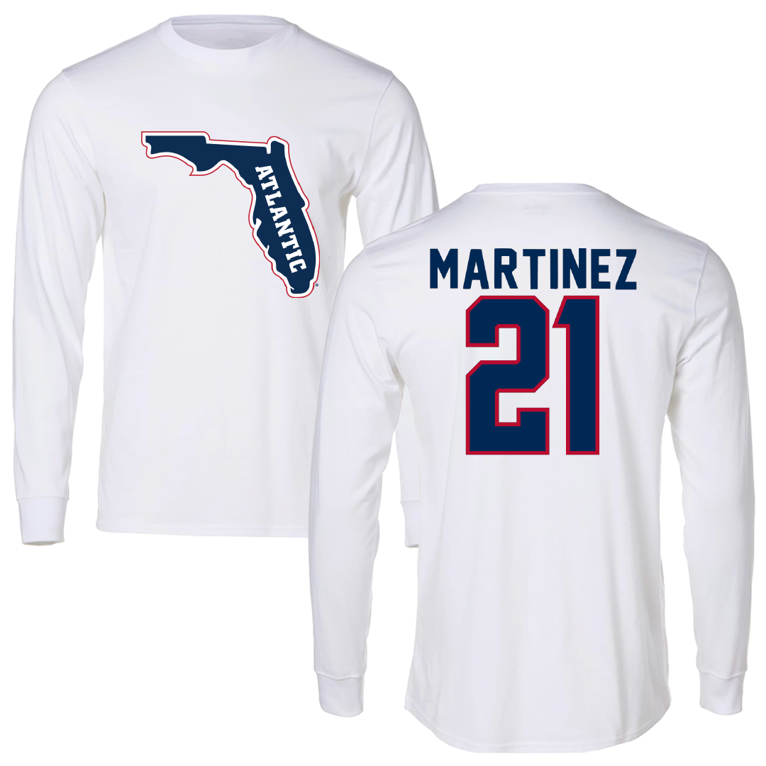Florida Atlantic University Baseball White Performance Long Sleeve - #21 John Martinez