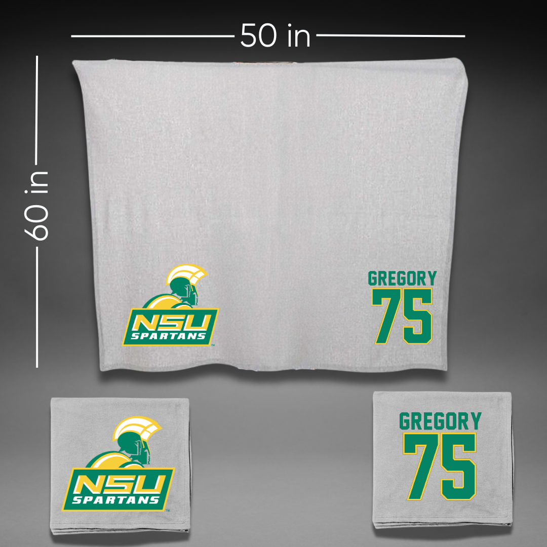 Norfolk State University Football Gray Blanket - #75 Evan Gregory