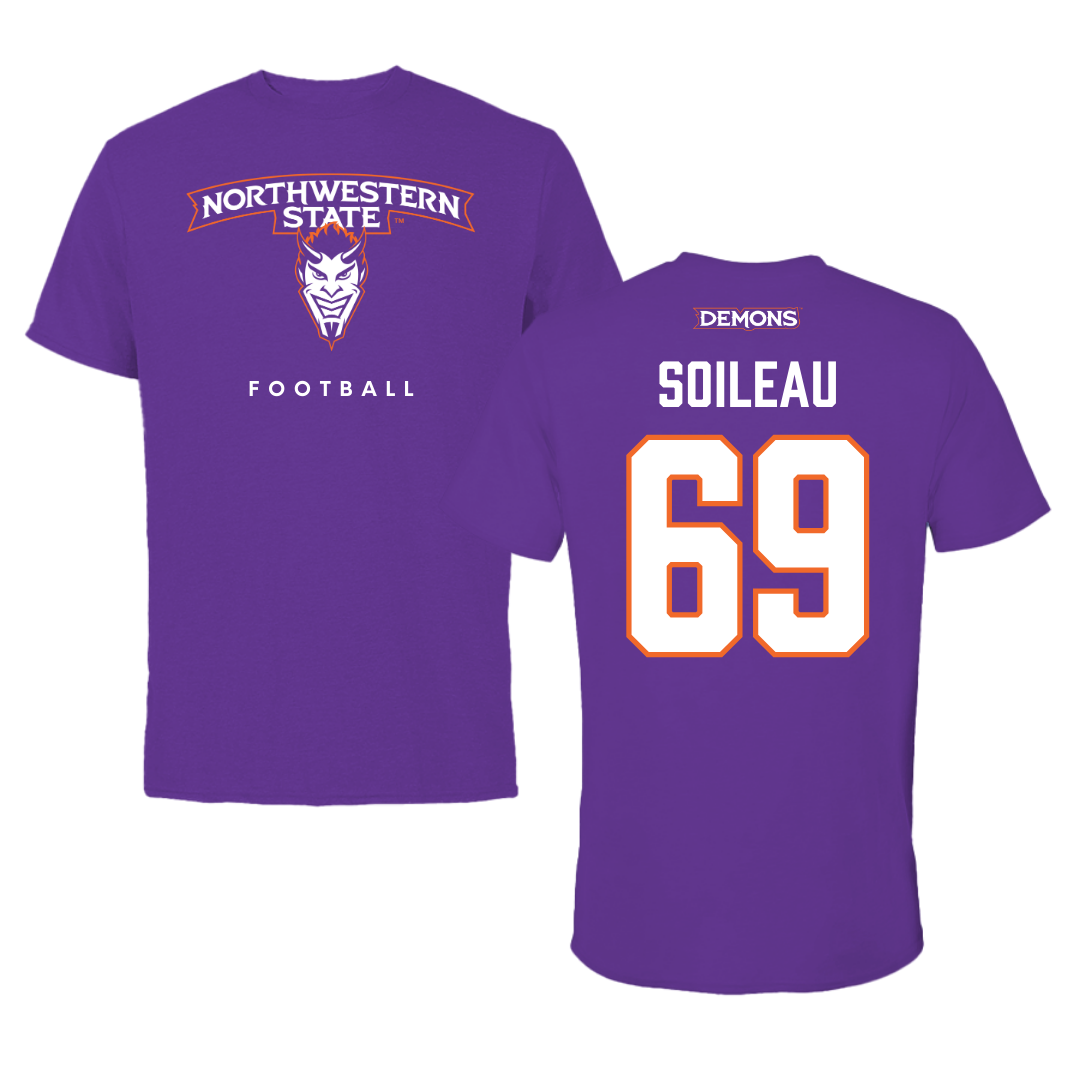 Northwestern State University Football Purple Mascot Tee - #69 Nicholas Soileau