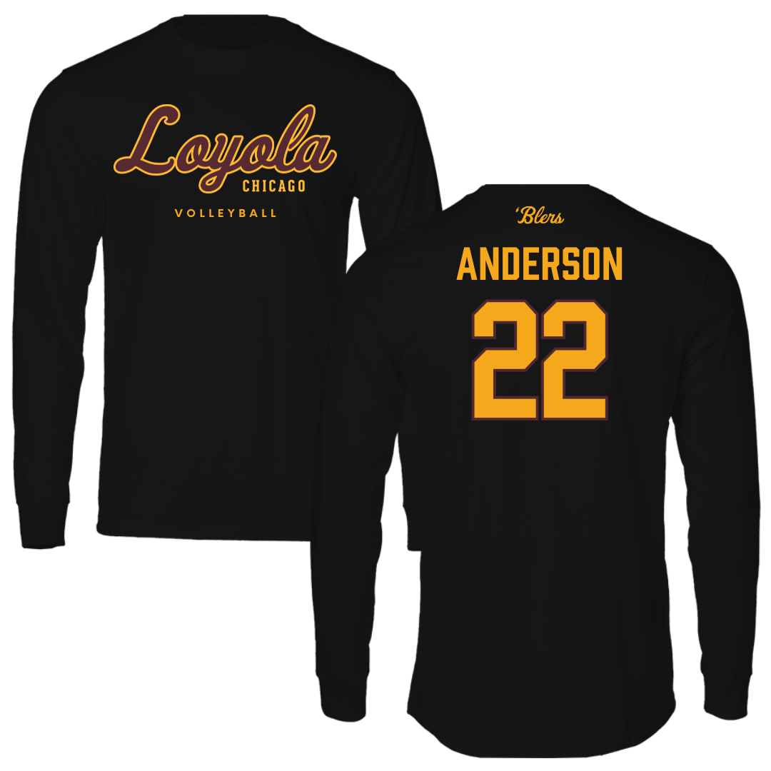 Loyola University-Chicago Volleyball Black Performance Long Sleeve - #22 Lukas Anderson