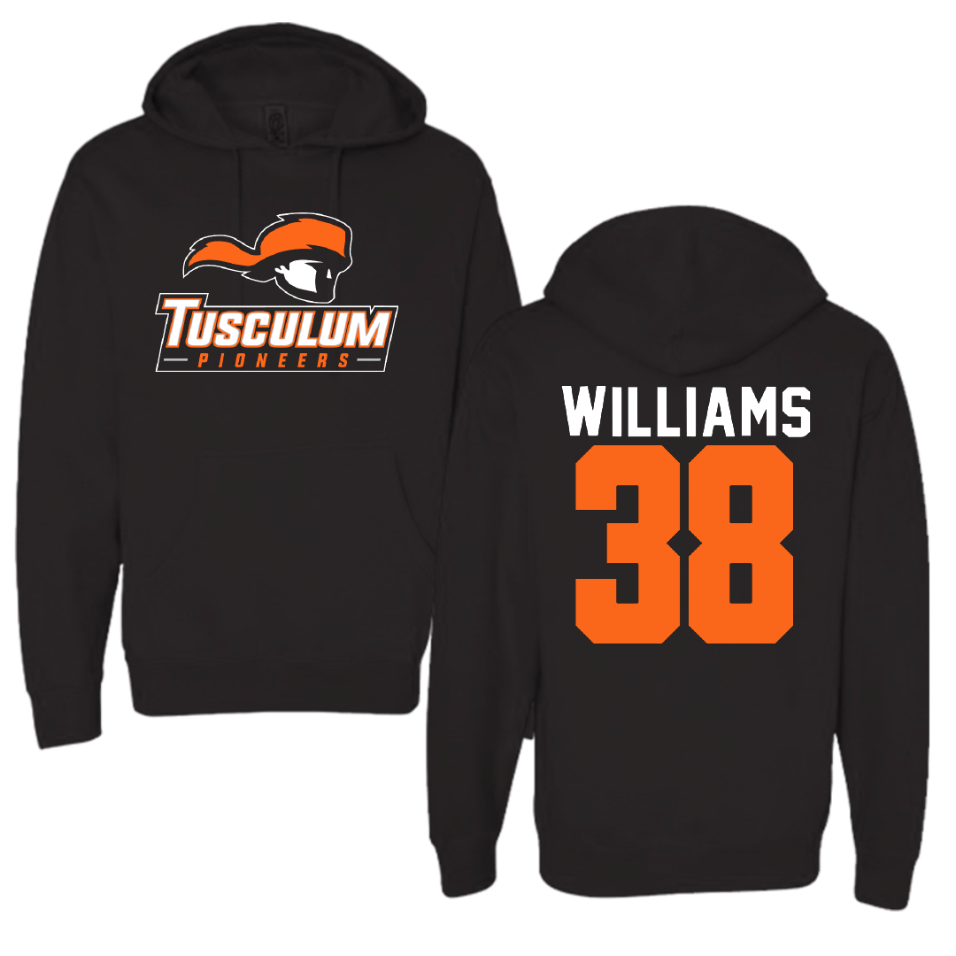 Tusculum University Football Black Hoodie - #38 Jeremiah Williams