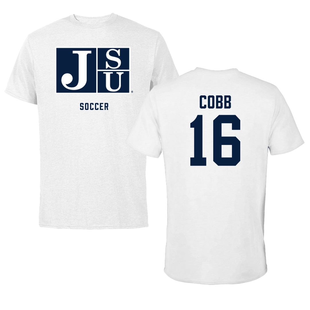 Jackson State University Soccer White Tee - #16 Olivia Cobb