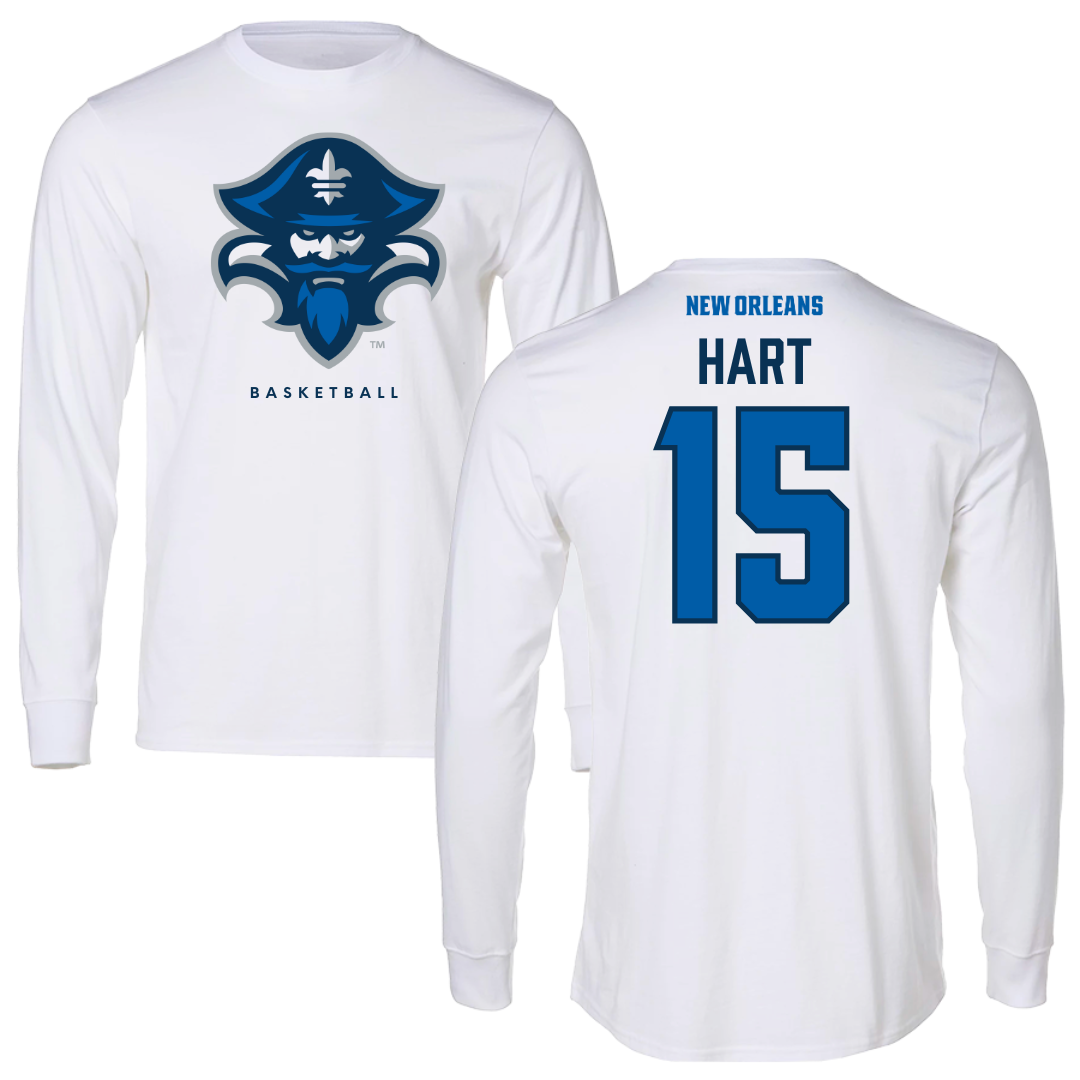 University of New Orleans Basketball White Long Sleeve - #15 Carlos Hart