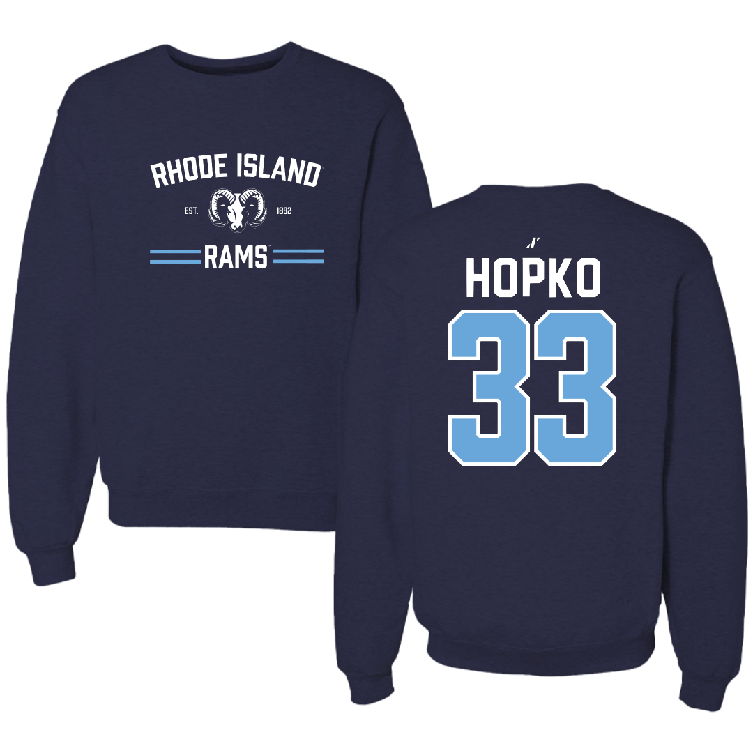 University of Rhode Island Baseball Navy General Crewneck - #33 Jack Hopko