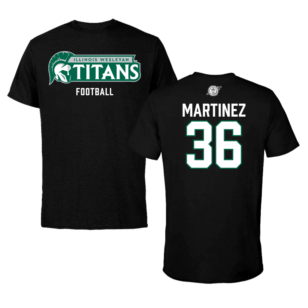 Illinois Wesleyan University Football Black Tee - #36 Yahir Martinez