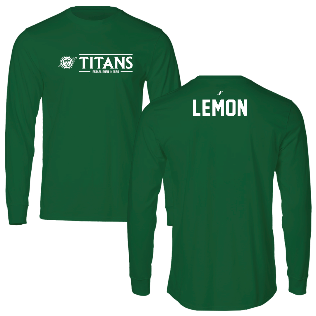 Illinois Wesleyan University TF and XC Green General Performance Long Sleeve - Davion Lemon