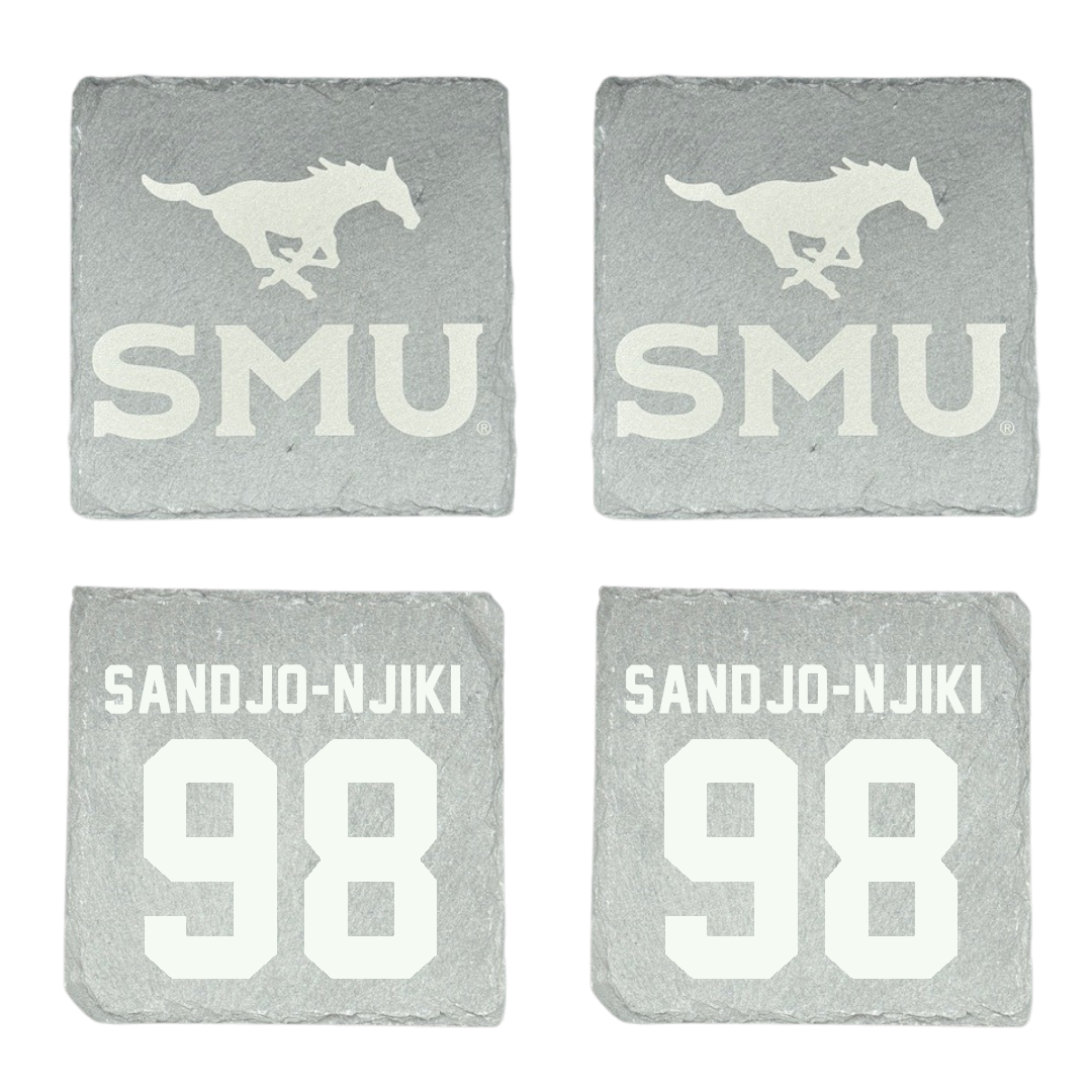Southern Methodist University Football Stone Coaster (4 Pack)  - #98 Mike Sandjo-Njiki