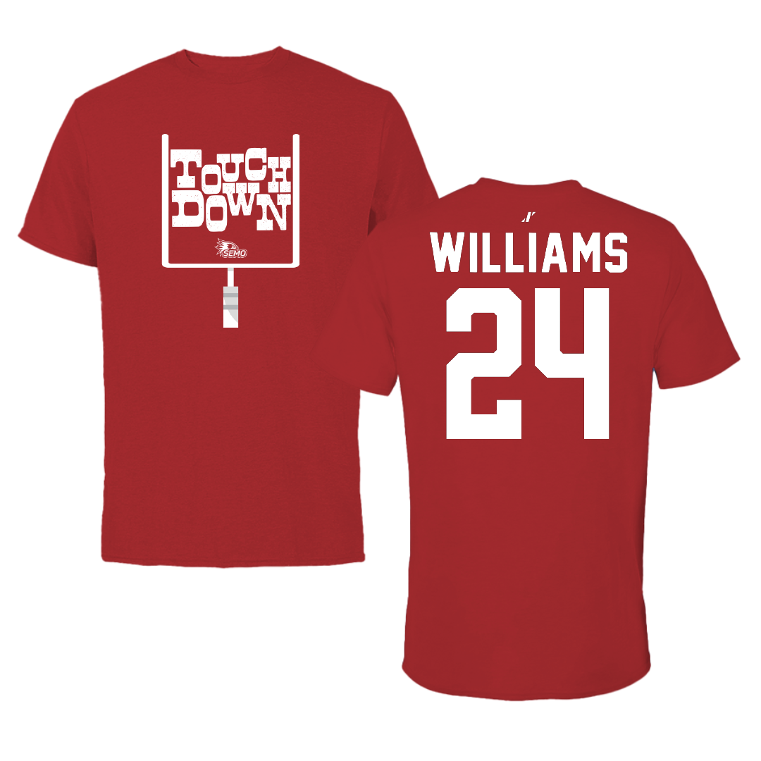 Southeast Missouri State University Football Canvas Red Touchdown Tee - #24 JaQori Williams
