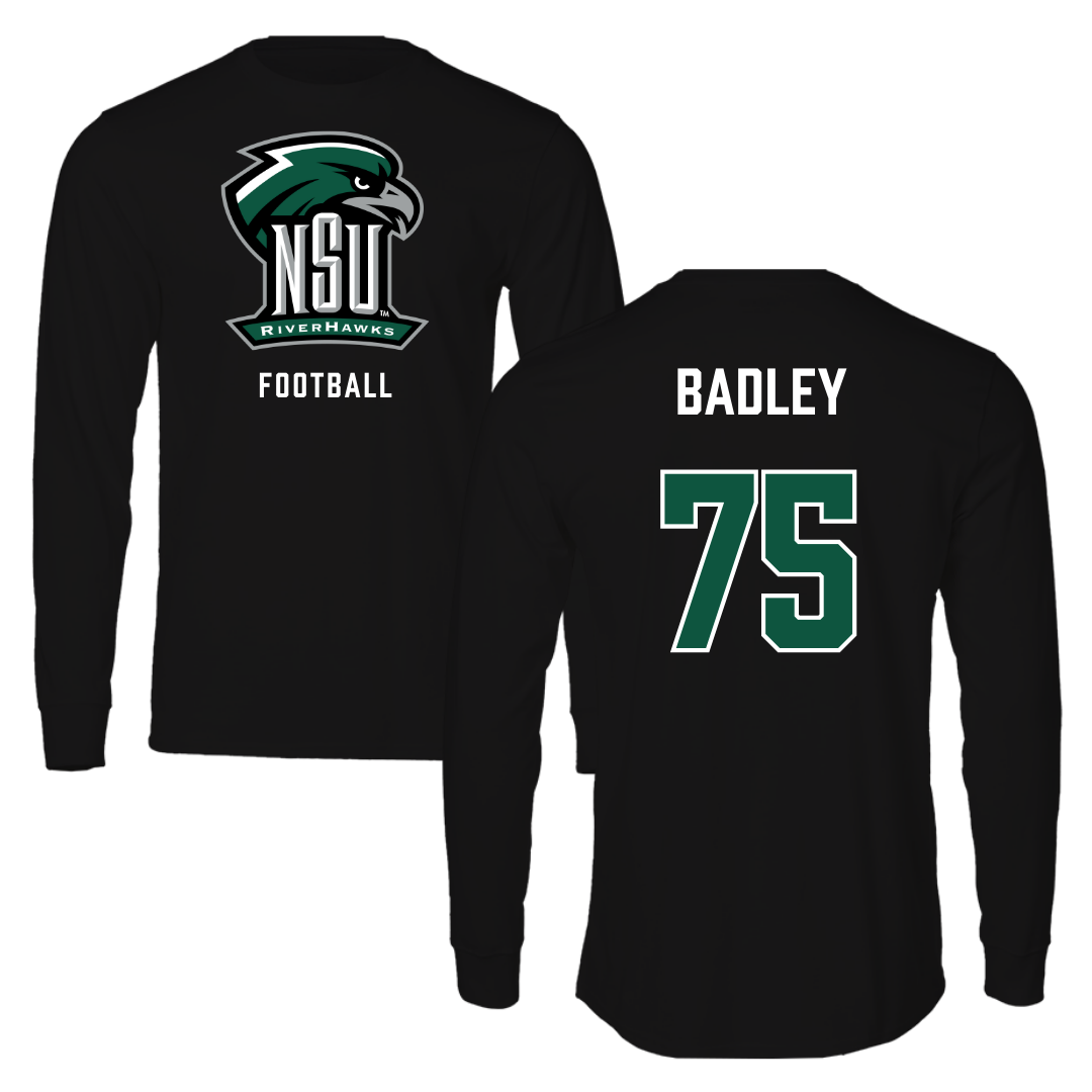 Northeastern State University Football Black Long Sleeve - #75 Cayson Badley