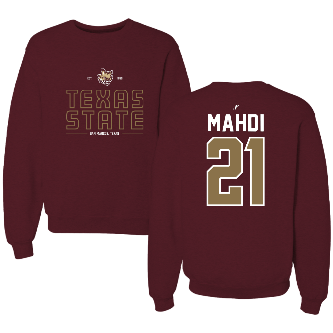 Texas State University Football Maroon General Crewneck - #21 Ismail Mahdi