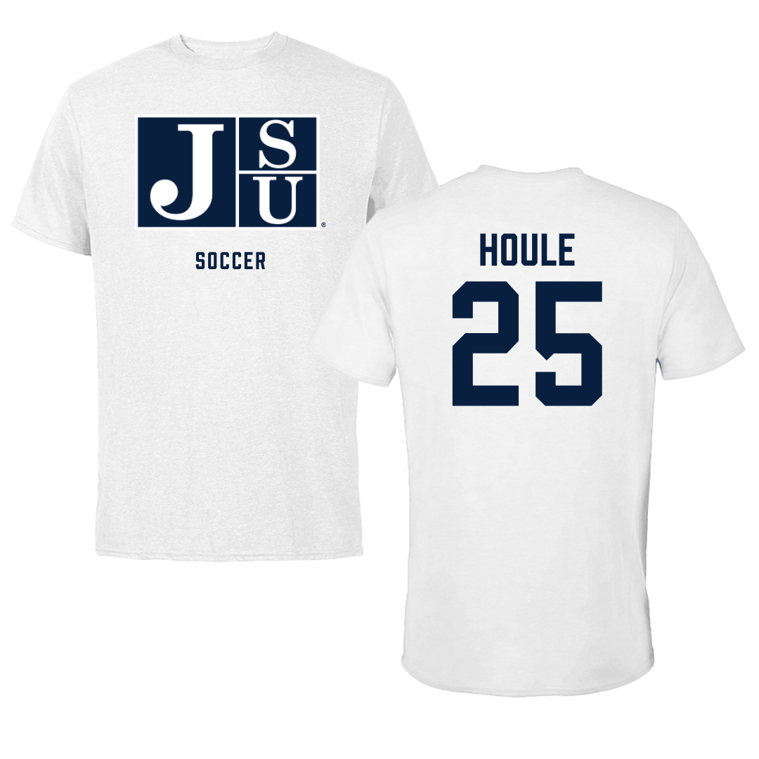 Jackson State University Soccer White Tee - #25 Olla Houle
