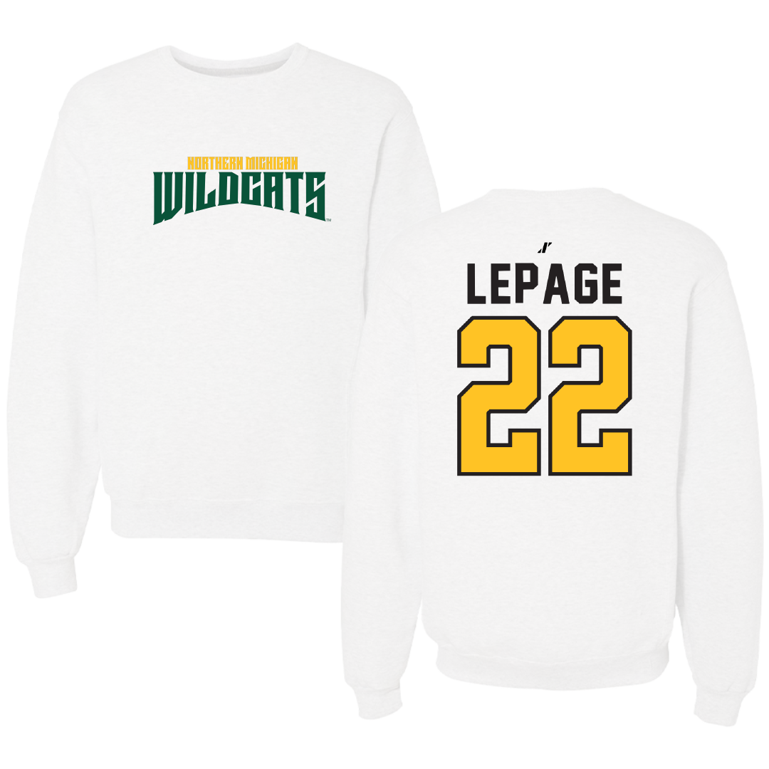 Northern Michigan University Basketball White Classic Crewneck - #22 Cooper LePage