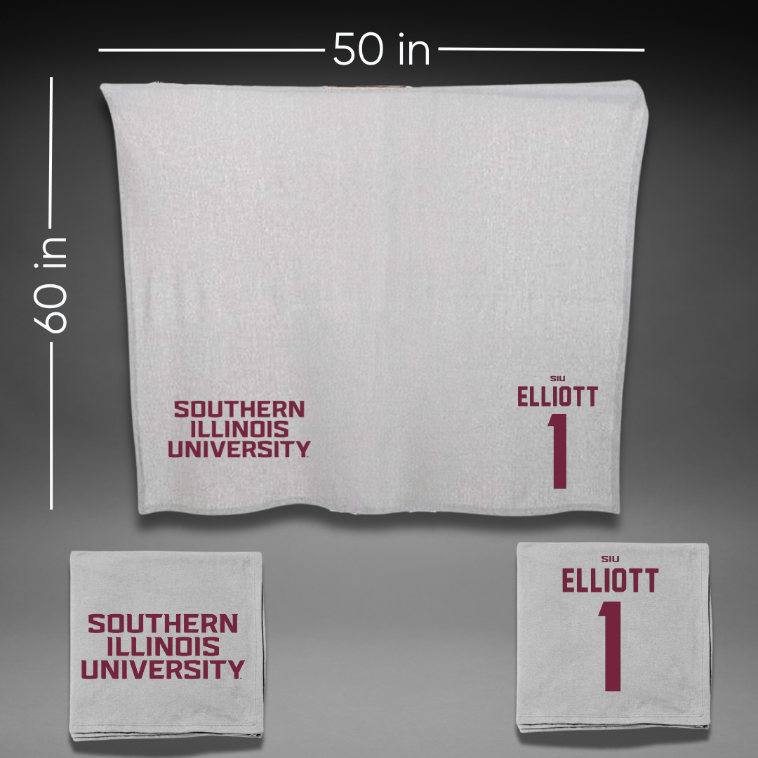 Southern Illinois University at Carbondale Football Gray Blanket - #1 Romeir Elliott