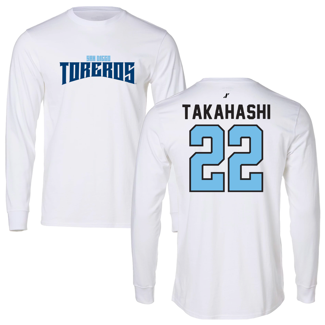 University of San Diego Football White Classic Long Sleeve - #22 Yosei Takahashi