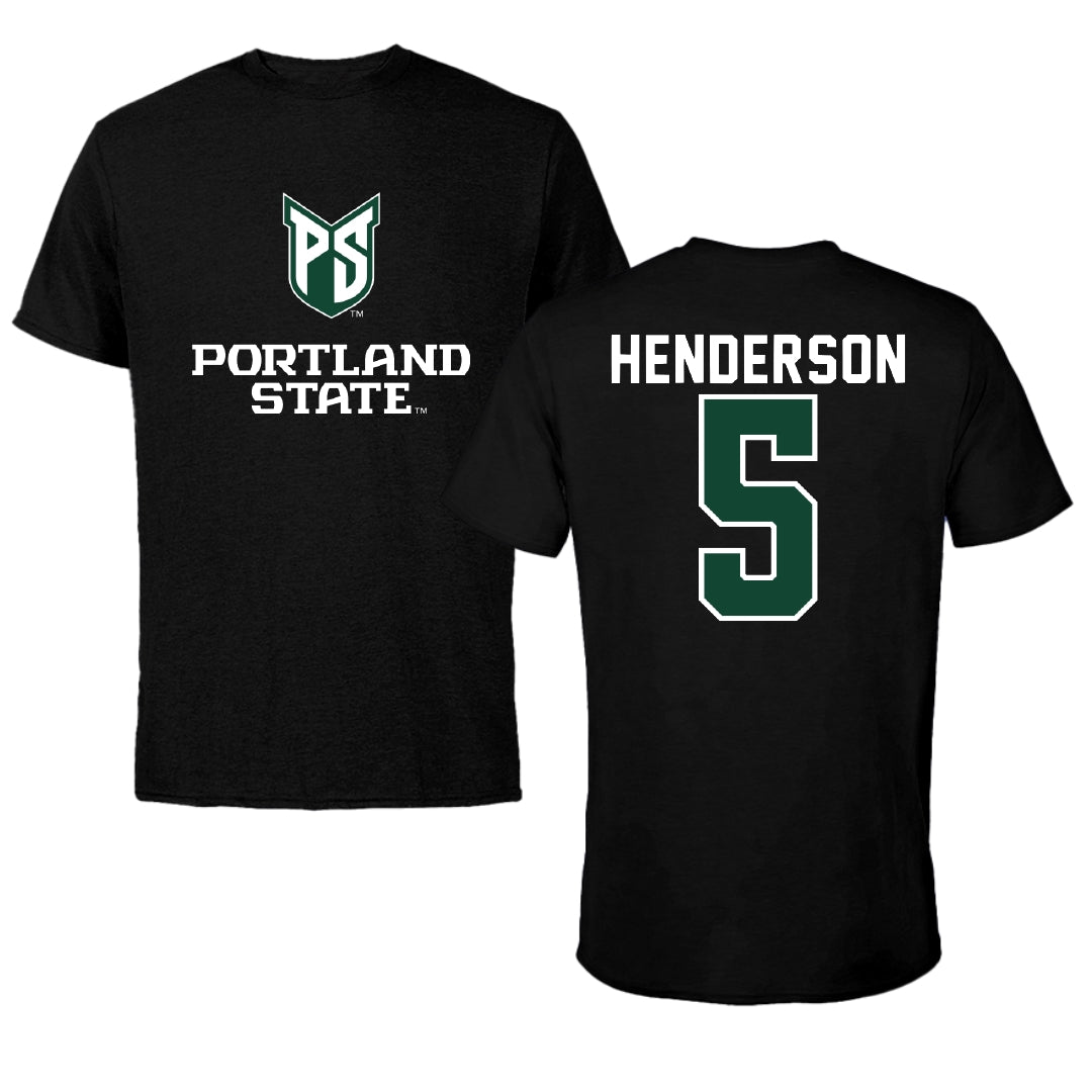 Portland State University Basketball Black Block Tee - #5 Jaylin Henderson
