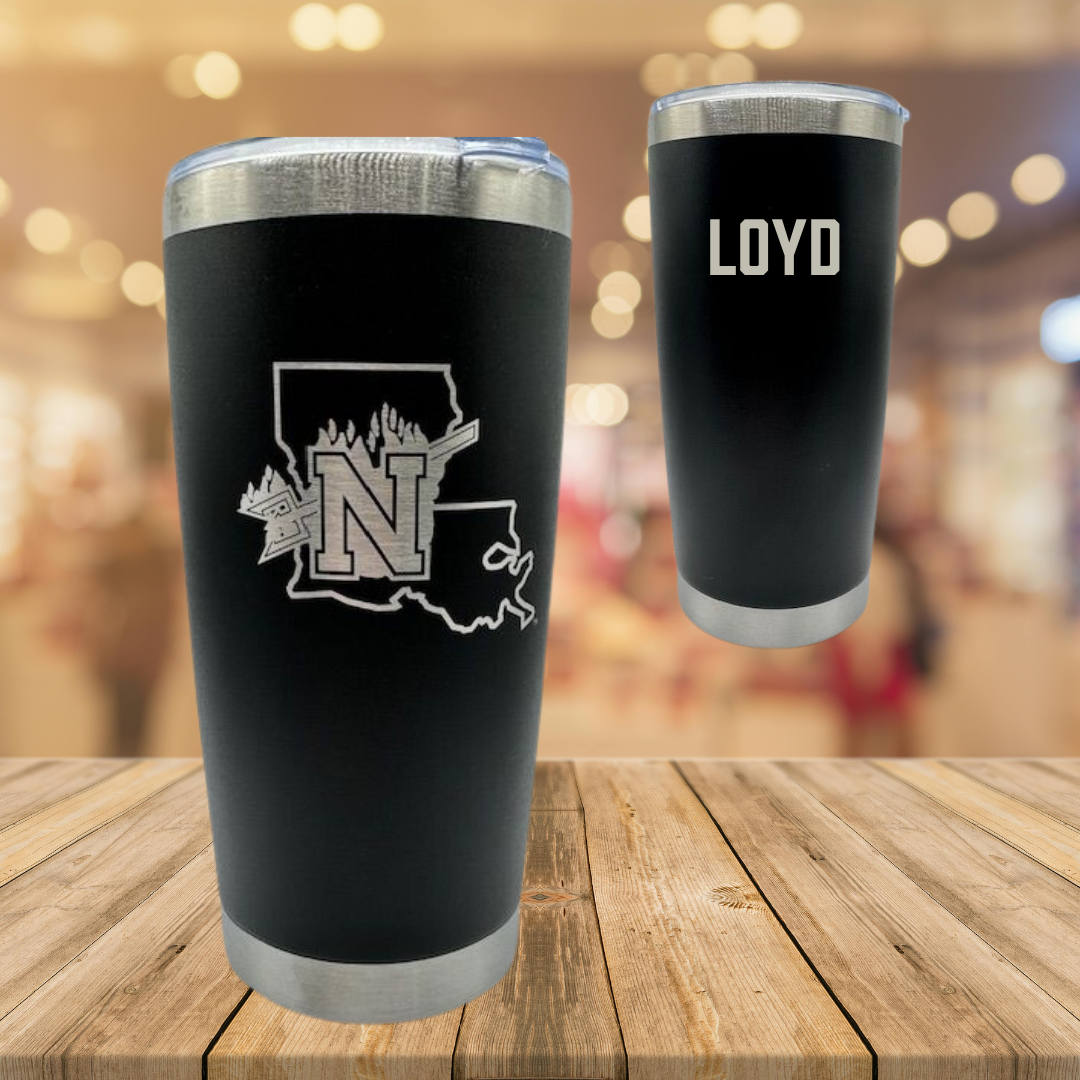 Northwestern State University TF and XC Black Stainless Steel Tumbler - Galen Loyd