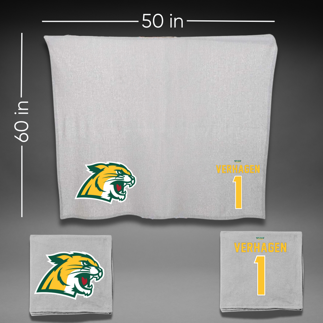 Northern Michigan University Basketball Gray Blanket - #1 Casey Verhagen