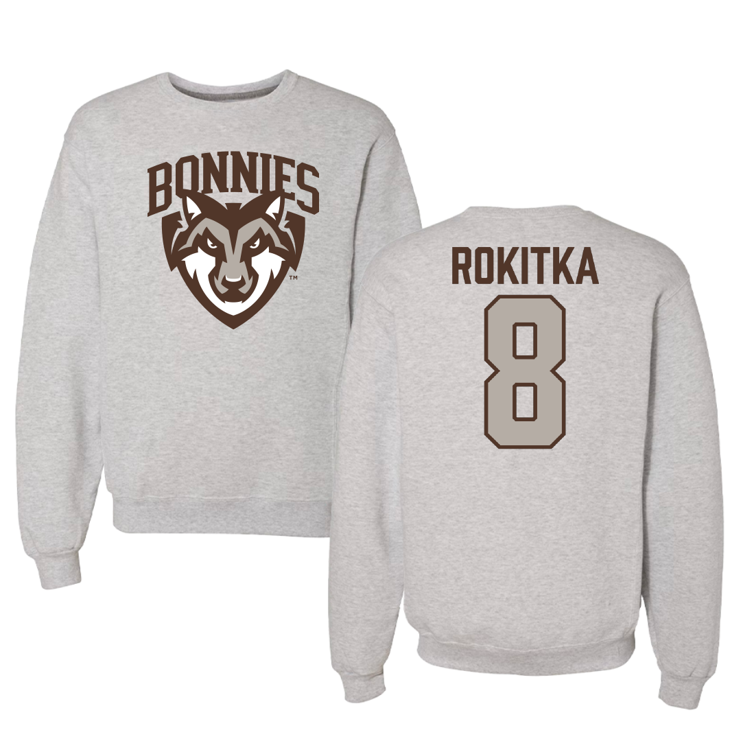 St. Bonaventure University Lacrosse Gray Crewneck - #8 Katelyn Rokitka
