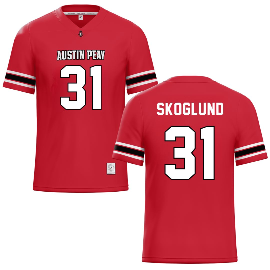 Austin Peay State University Red Football Jersey - #31 Austin Skoglund