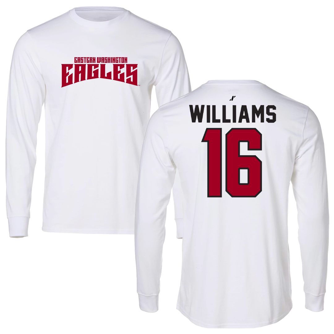 Eastern Washington University Football White Classic Performance Long Sleeve - #16 Miles Williams