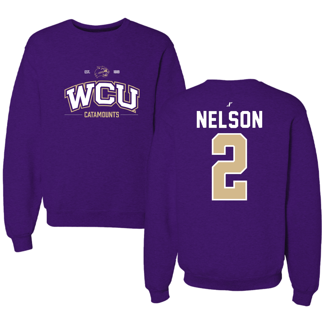 Western Carolina University Football Purple General Crewneck - #2 Micah Nelson