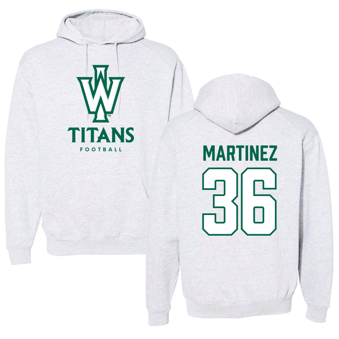 Illinois Wesleyan University Football Gray Hoodie - #36 Yahir Martinez