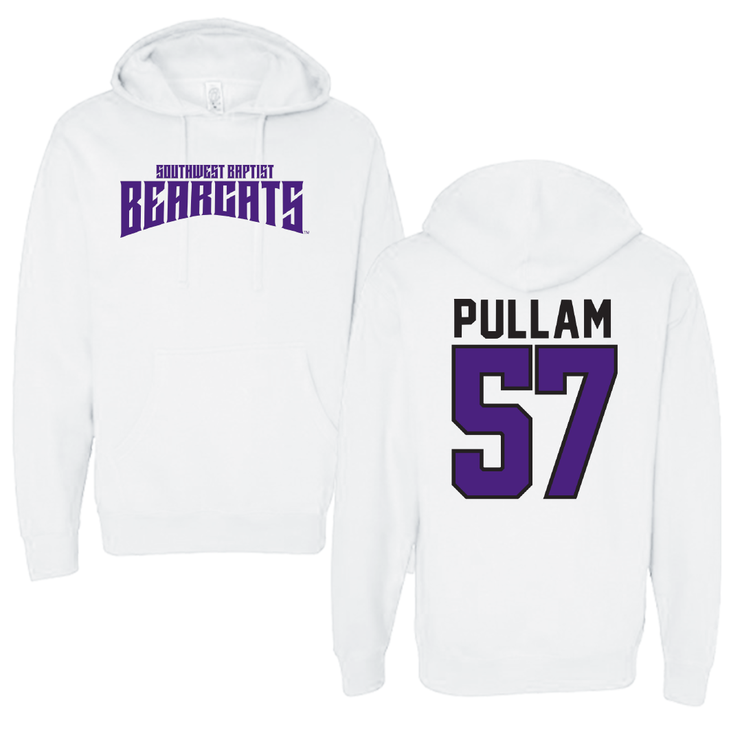 Southwest Baptist University Football White Classic Hoodie - #57 Landon Pullam