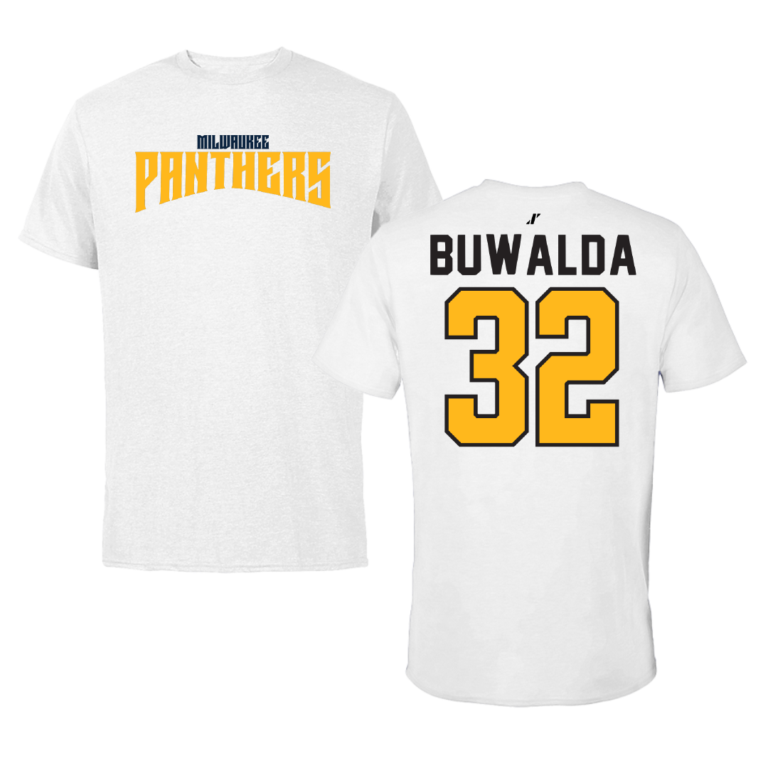 University of Wisconsin-Milwaukee Basketball White Classic Performance Tee - #32 Jorey Buwalda