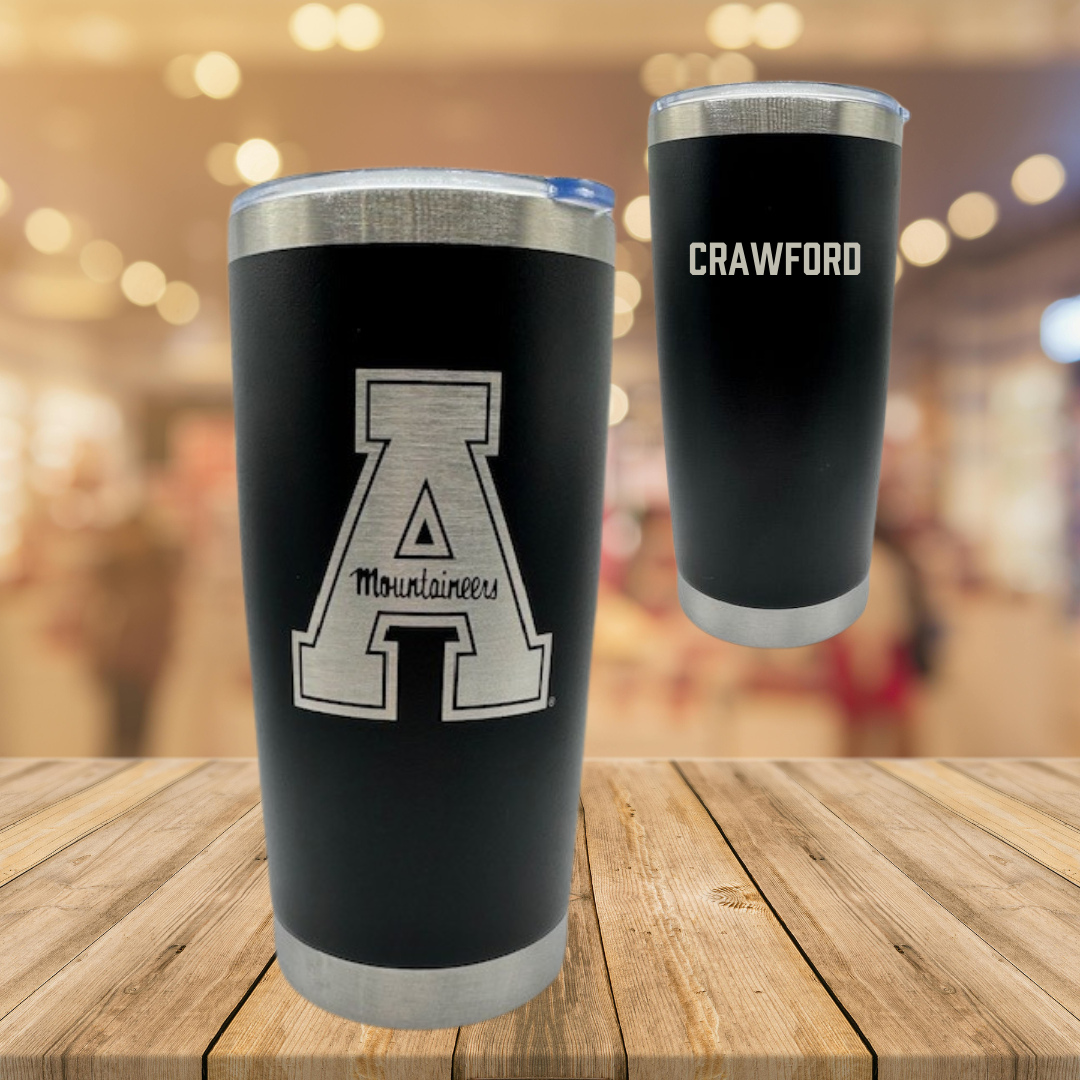 Appalachian State University TF and XC Black Stainless Steel Tumbler - Deuce Crawford