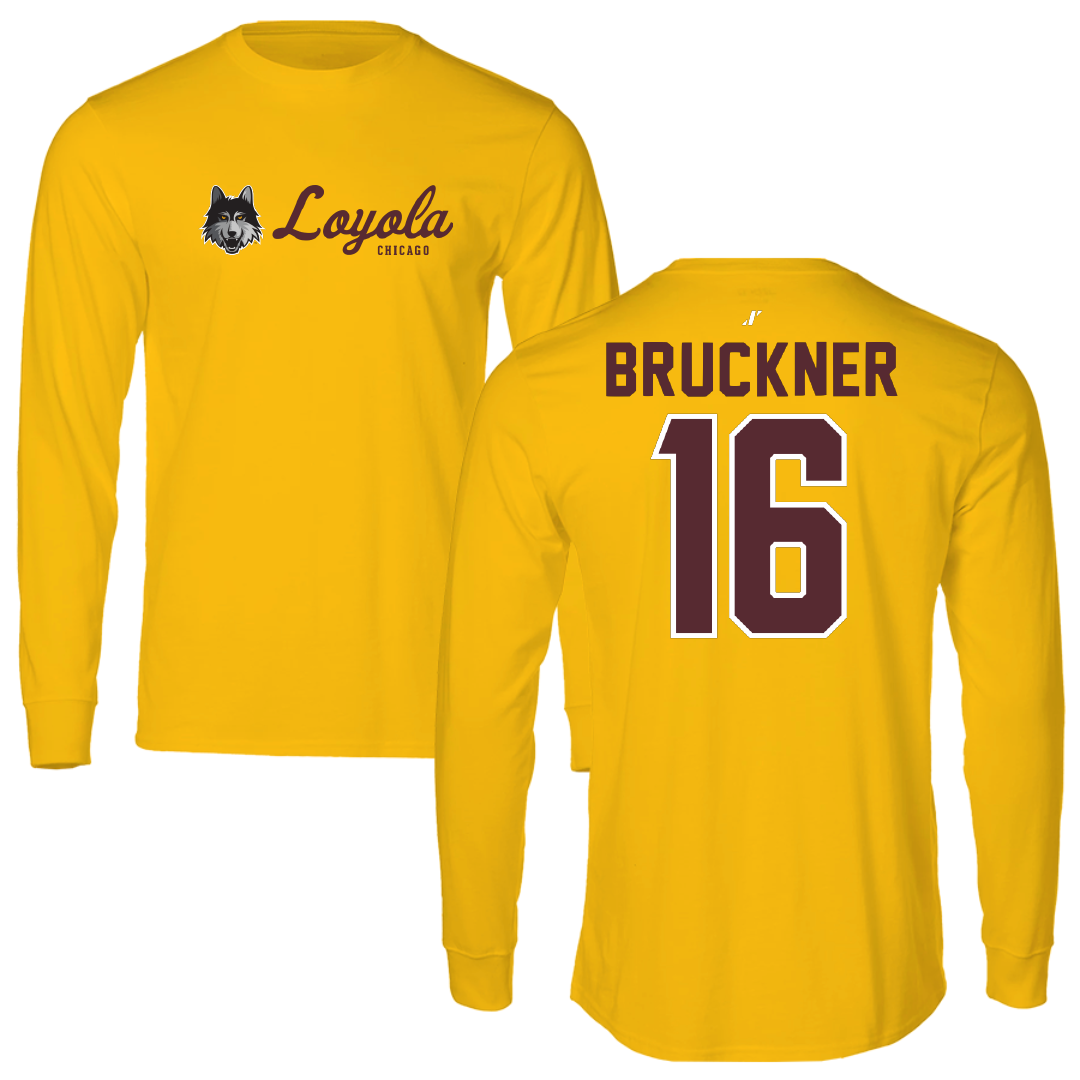 Loyola University-Chicago Volleyball Gold General Performance Long Sleeve - #16 Jordan Bruckner