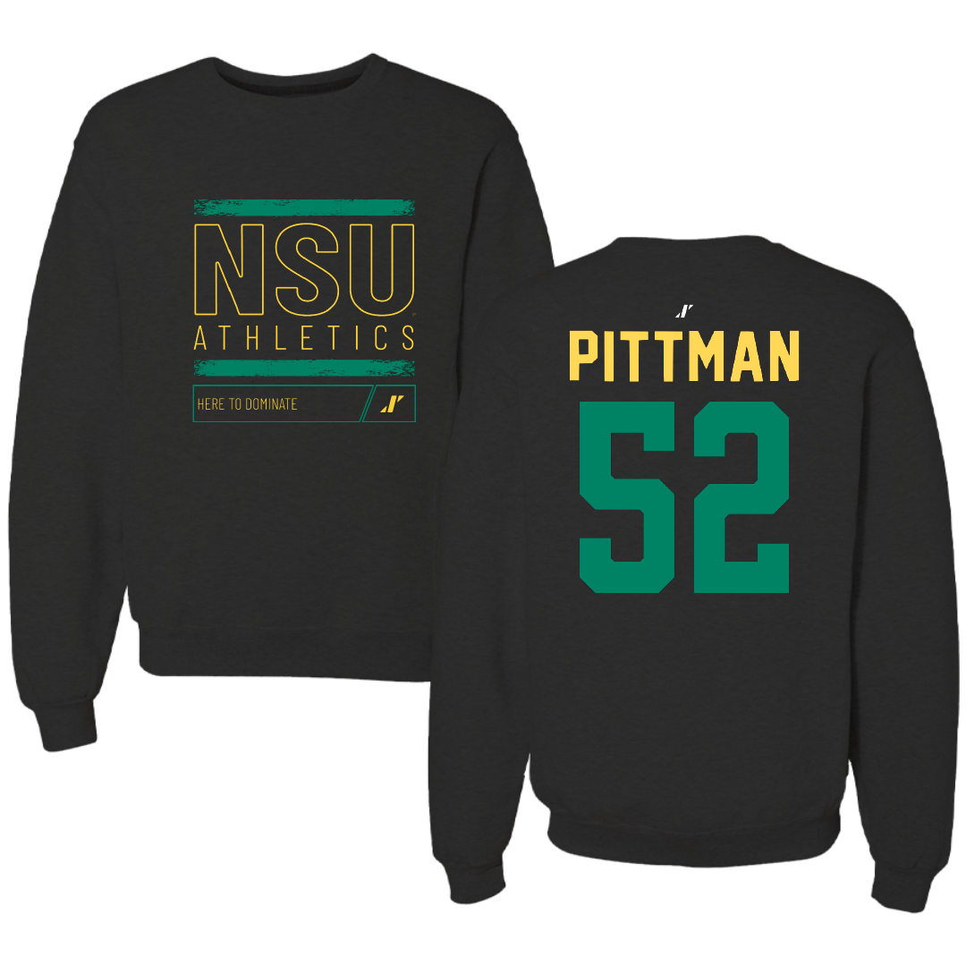 Norfolk State University Football Black Dominate Crewneck - #52 Austin Pittman