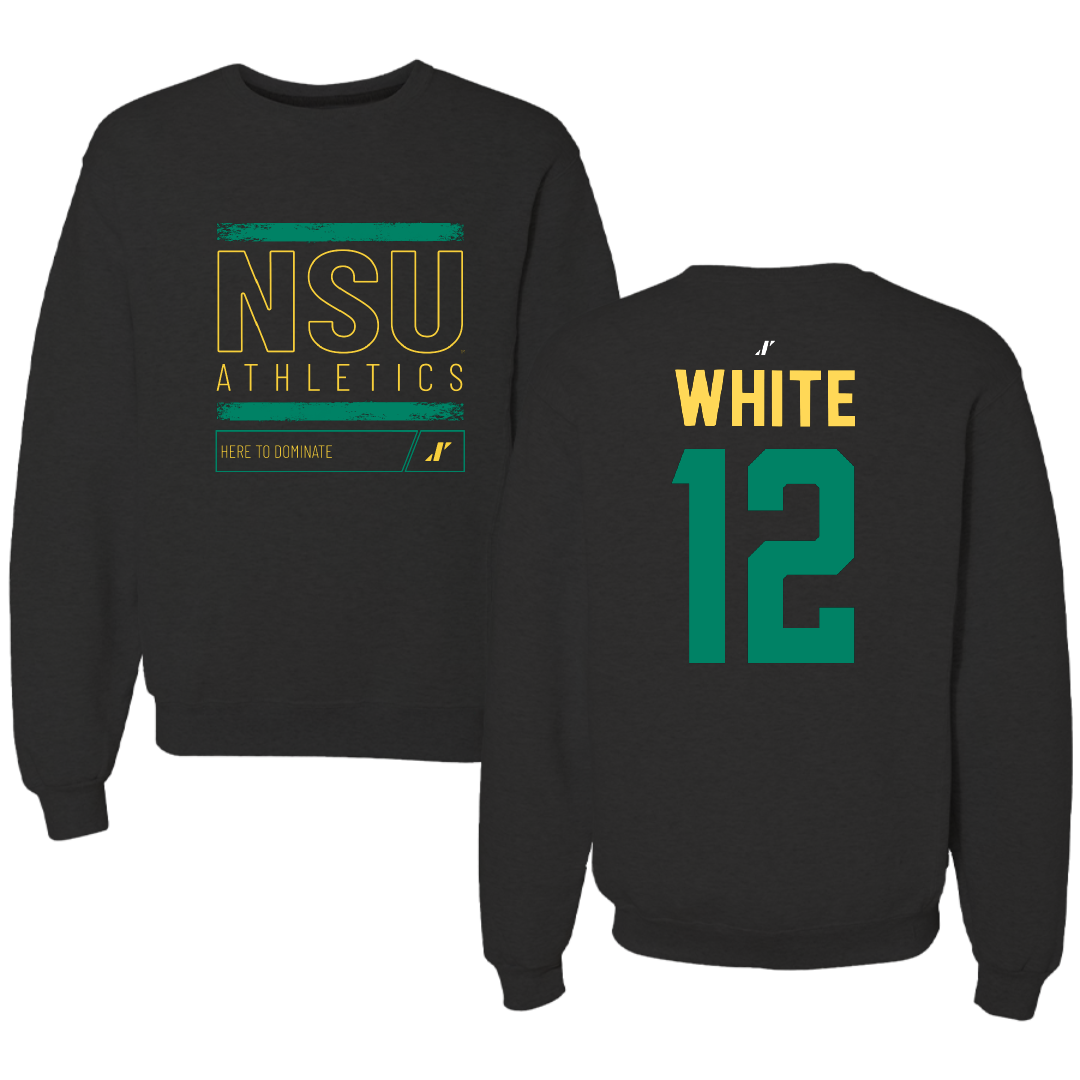 Norfolk State University Football Black Dominate Crewneck - #12 Jaylen White