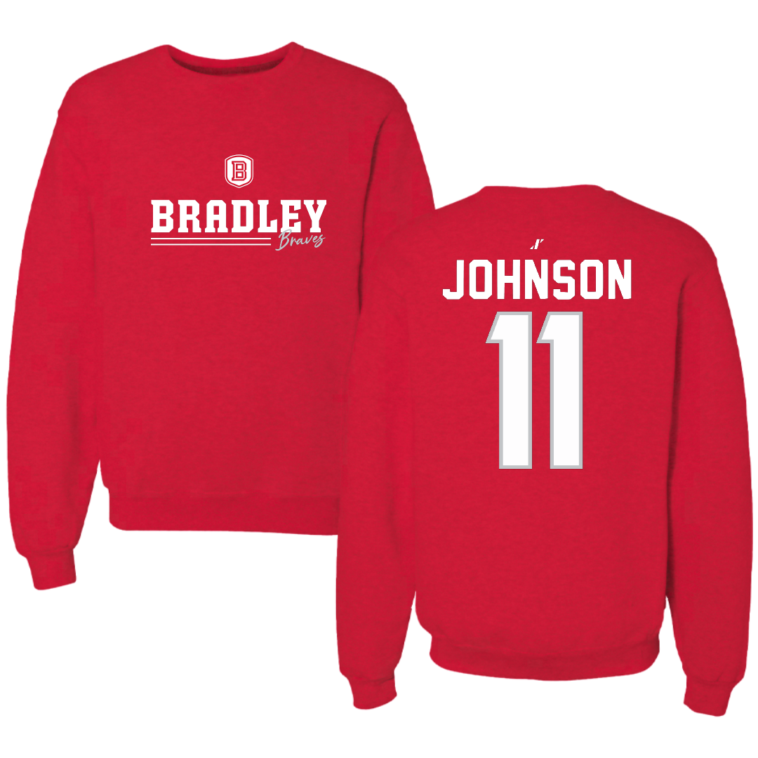 Bradley University Volleyball Red General Crewneck - #11 Abby Johnson