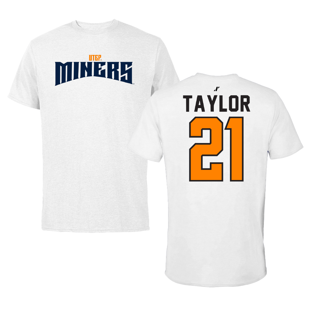 University of Texas at El Paso Football White Classic Tee - #21 Marquez Taylor