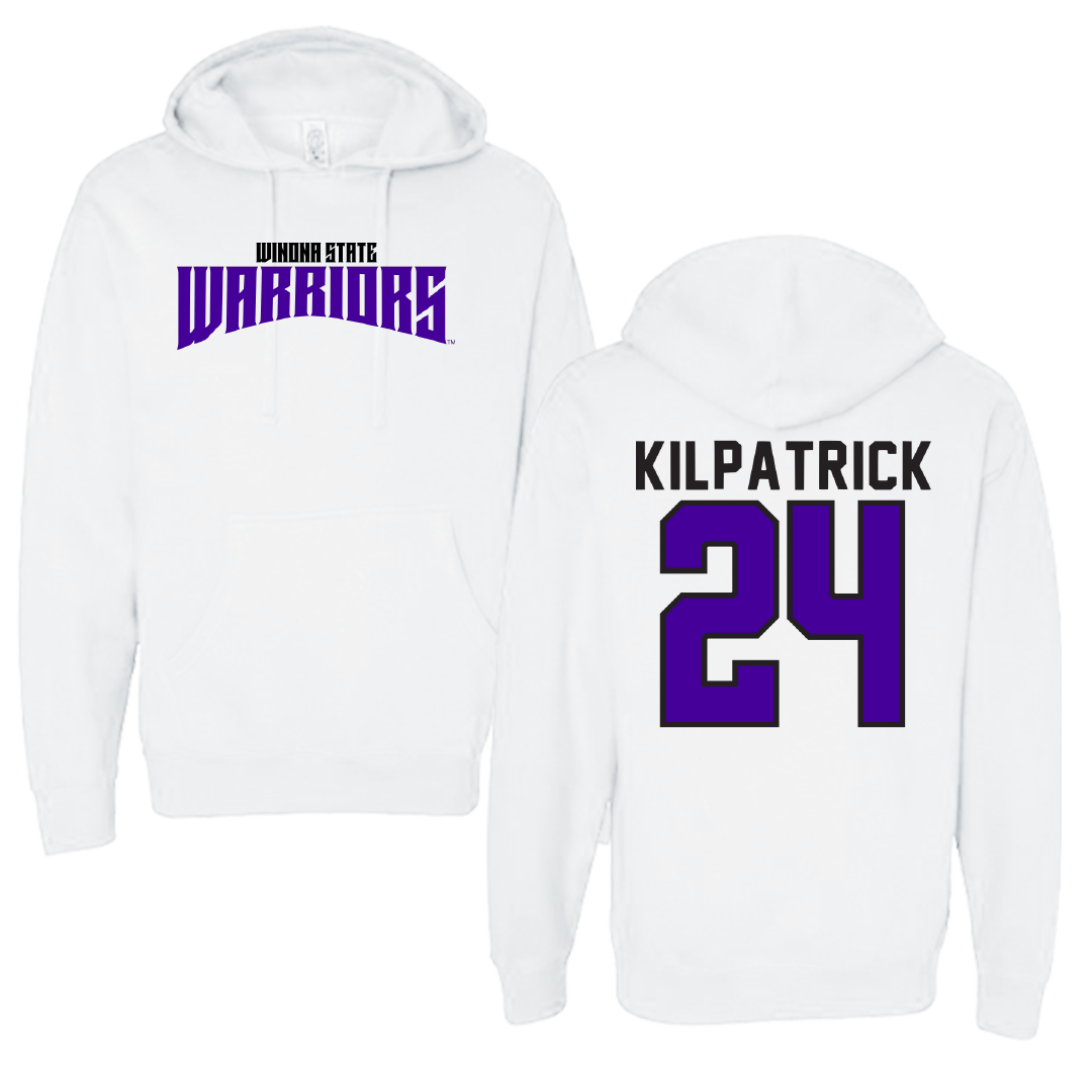 Winona State University Basketball White Classic Hoodie - #24 Emmaline Kilpatrick
