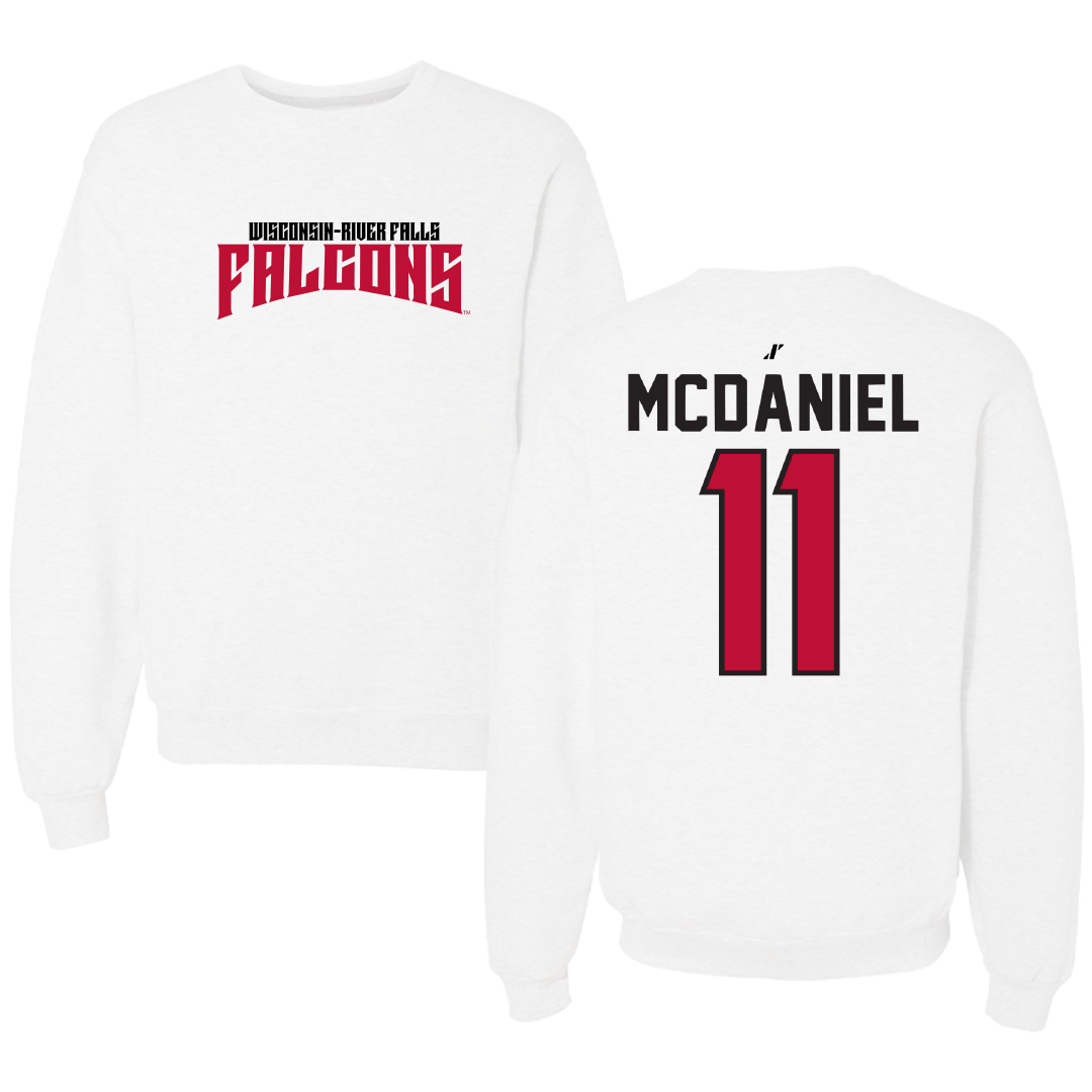 University of Wisconsin-River Falls Soccer White Classic Crewneck - #11 Brooke McDaniel