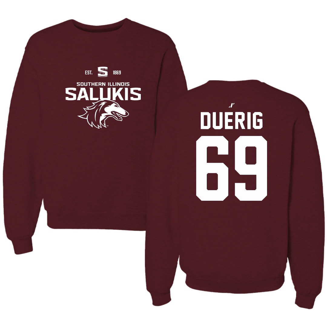 Southern Illinois University at Carbondale Football Maroon General Crewneck - #69 Aidan Duerig