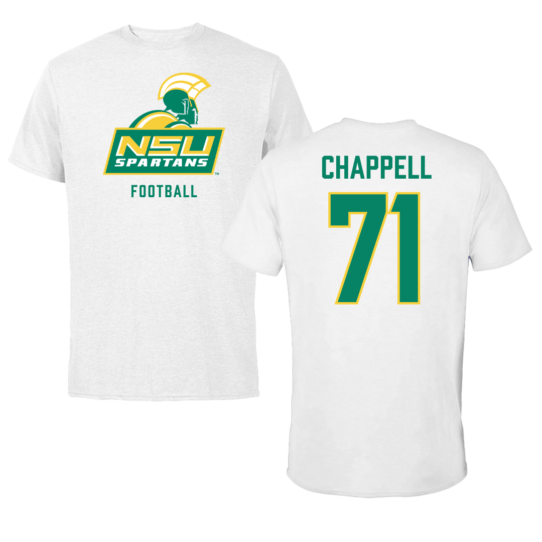 Norfolk State University Football White Tee - #71 Jayden Chappell