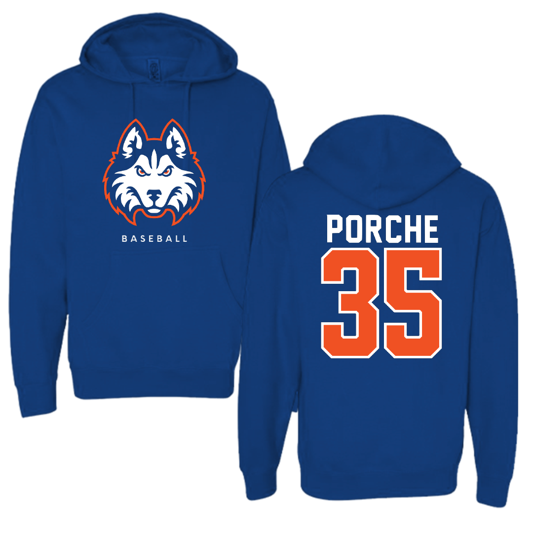 Houston Christian University Baseball True Royal Hoodie - #35 Ryan Porche