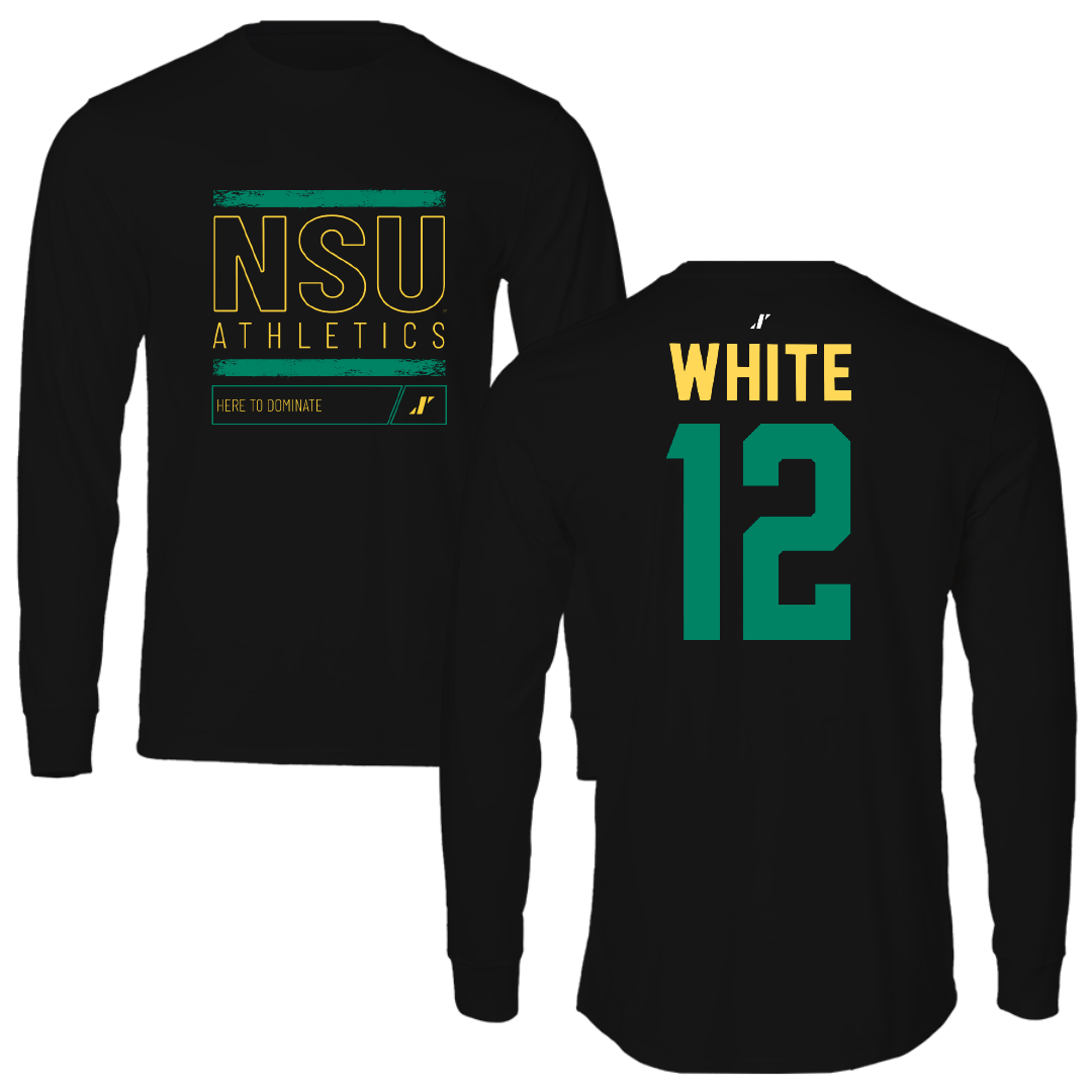 Norfolk State University Football Black Dominate Long Sleeve - #12 Jaylen White