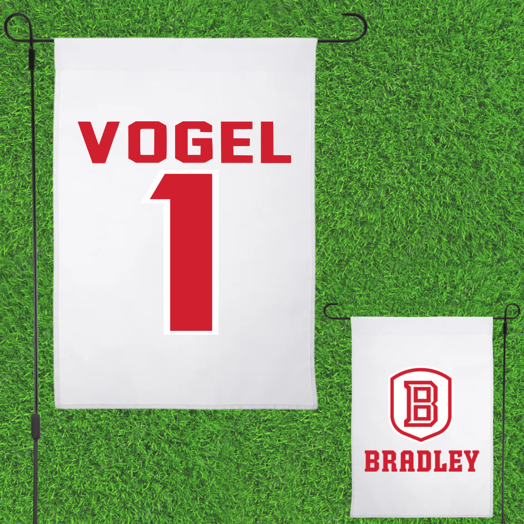 Bradley University Baseball White Garden Flag - #1 Ryan Vogel
