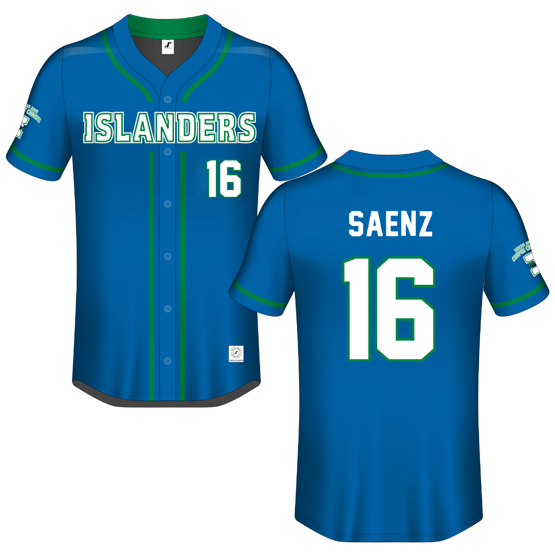 Texas A&M University-Corpus Christi Blue Button-Down Jersey - #16 Ariella Saenz