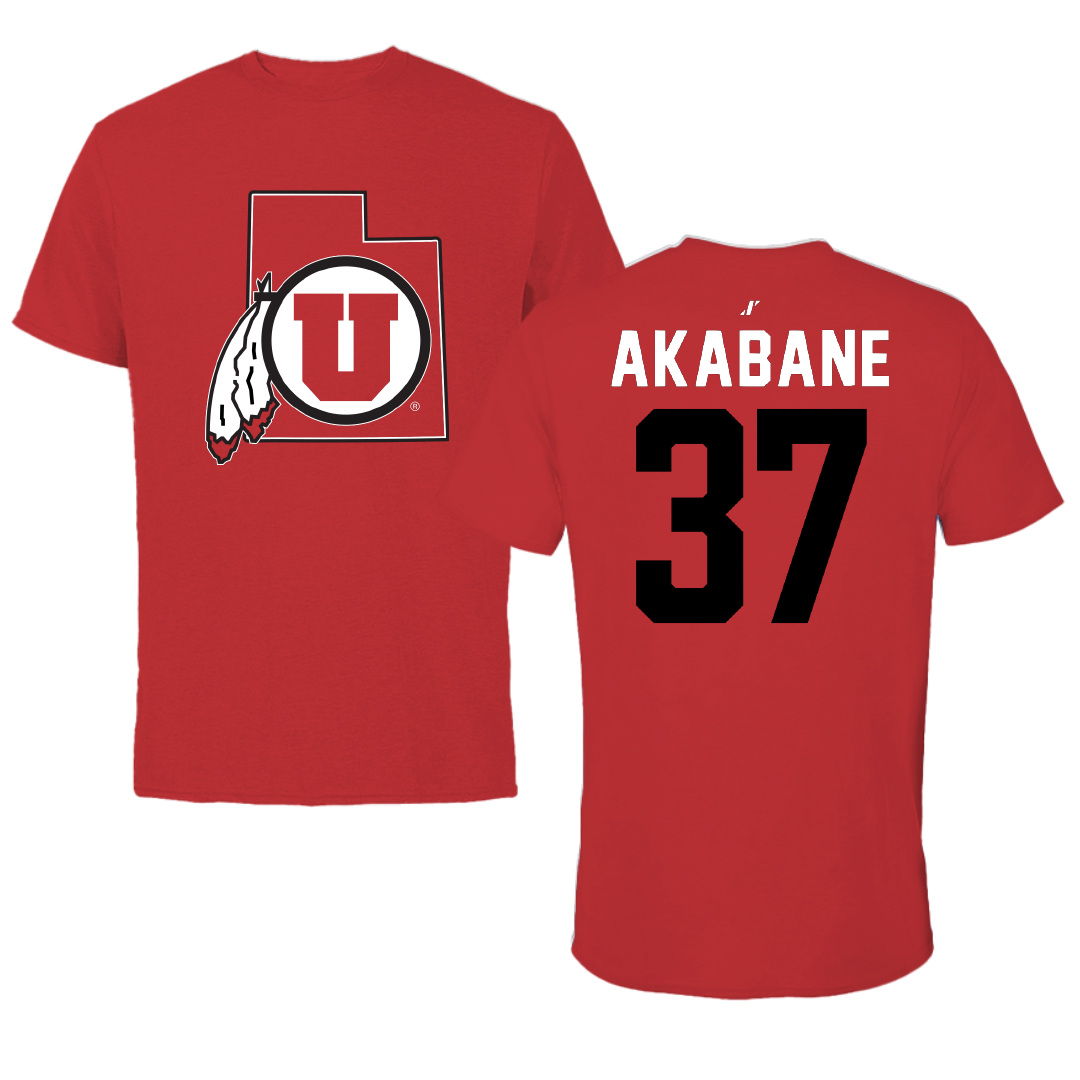University of Utah Lacrosse Red State Tee - #37 Trey Akabane